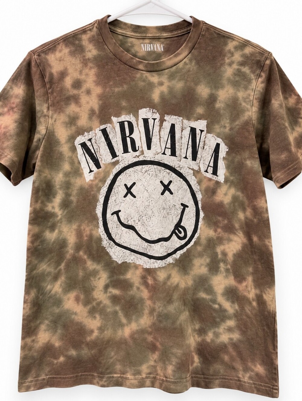 NIRVANA Brown Tie-Dye Smiley Face Logo Tee